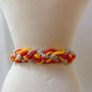 1980's Talbots Orange Yellow Cording Wrap Belt